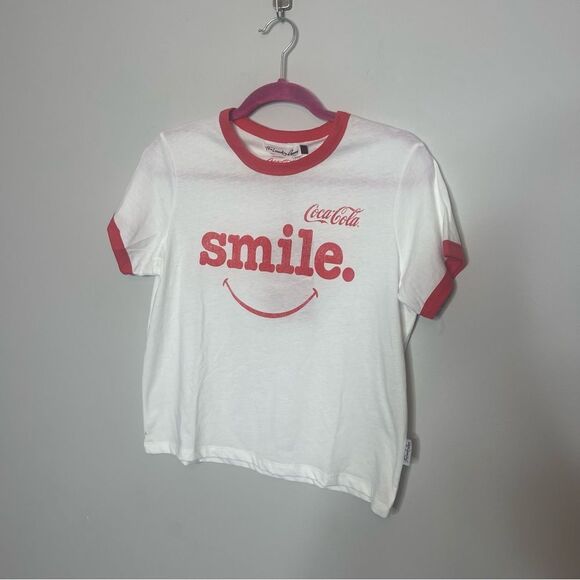 The Laundry Room Coca Cola Smile Graphic Ringer T-Shirt NWT - Picture 8 of 9